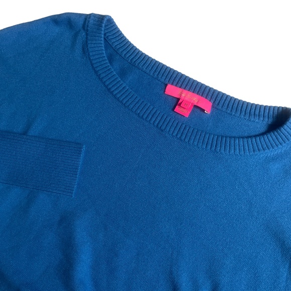 Lilly‎ Pulitzer Medium Lightweight Sweater Blue Round Neckline Long Sleeve - Picture 1 of 6
